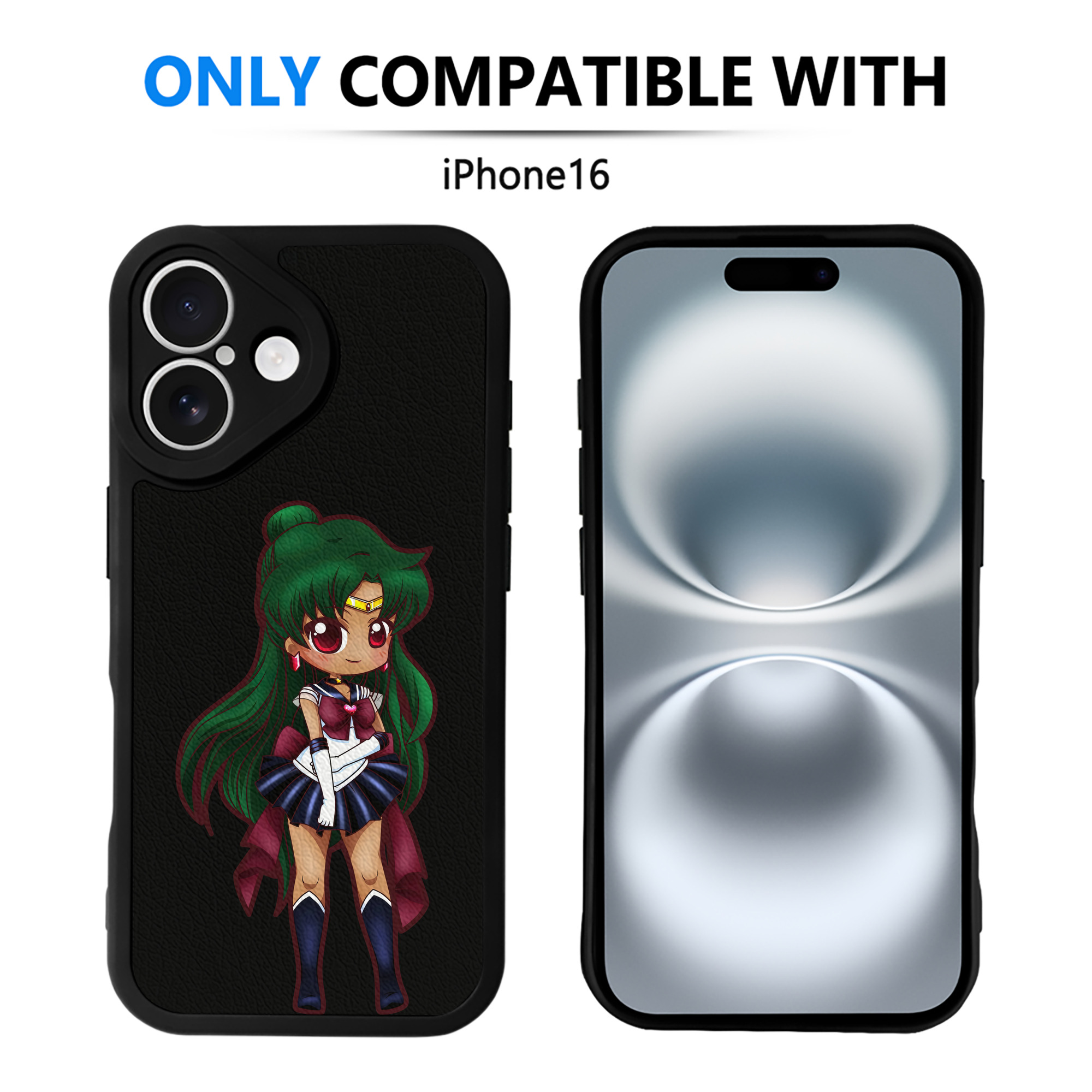 （画像用） 美少女戦士セーラームーン 冥王せつな Sailor Moon Meiou Setsuna 【iPhone 16シリーズ対応】シリコンスマホケース（レザー調） 材質：シリコン